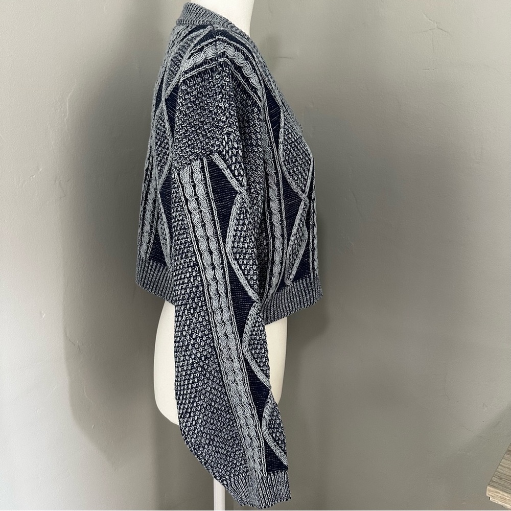 Willow‎ & Wind Knitted Sweater, Cropped, Navy, Light Grey, Oversized, Large - Picture 3 of 12